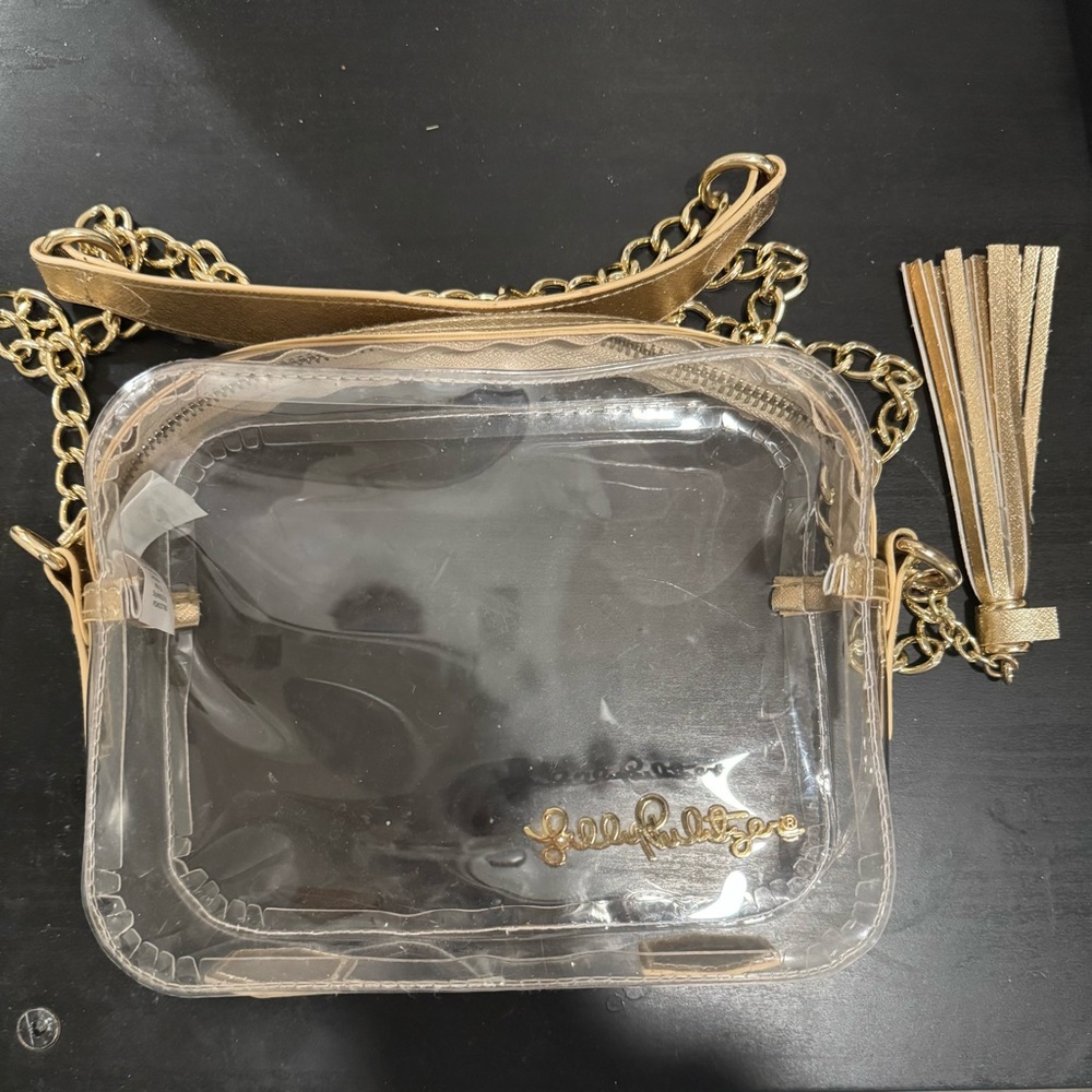 Lilly Pulitzer Clear Crossbody Bag with Gold Chain